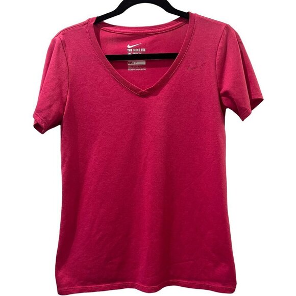 Nike Tops - Nike Tee Athletic Cut Dry Fit V Neck Womens T Shirt Pink Size Medium